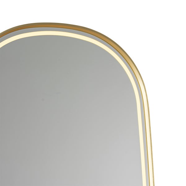 Detailansicht eines Spiegels mit Beleuchtung und abgerundeten Ecken