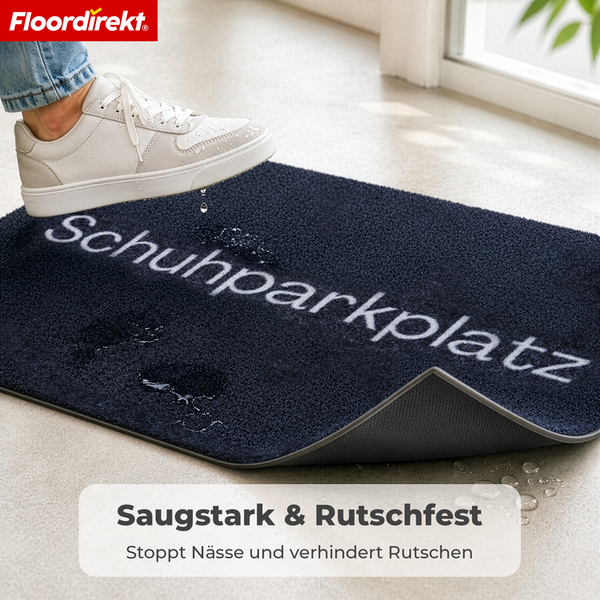 Fußmatte Schuhparkplatz von Floordirekt, saugstark und rutschfest mit Gummirücken, ideal als Schmutzfangmatte für den Innenbereich.