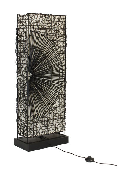 FRANK FLECHTWAREN | Stehlampe Sonne, HOLZ, METALL, ca. 42 x 24 x 110 cm, Zuleitung 190 cm inkl. An-/Aus-Schalter, geeignet für 2 Leuchtmittel der Energ