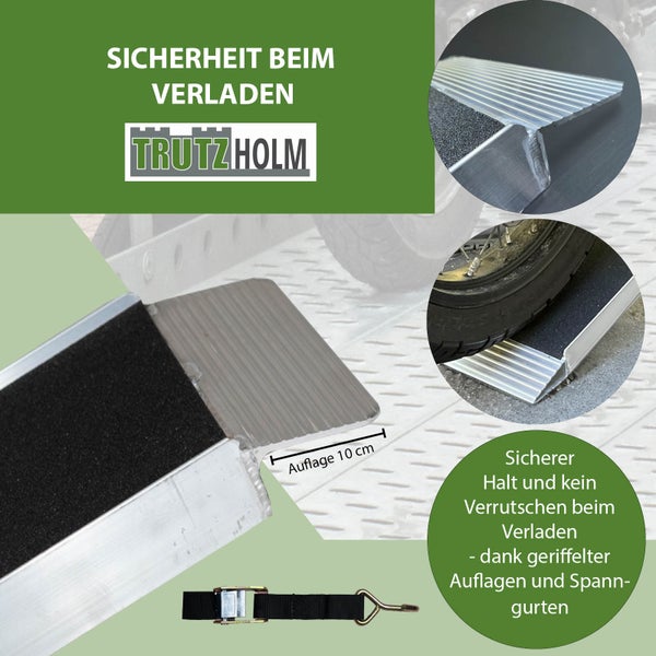 TRUTZHOLM 2 x Auffahrrampe klappbar 228 cm 680 kg Traglast Alu Anti Rutsch Quad ATV Rasenmähertraktor
