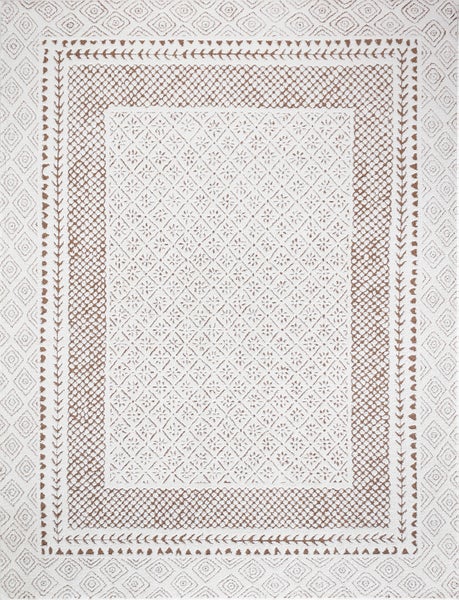 Skandinavischer Boho Teppich Elfenbein/Terracotta 200x275 cm AMBRE