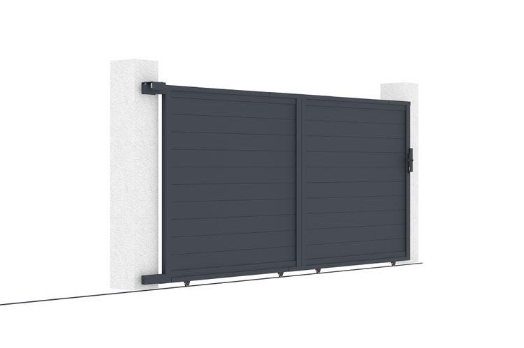 Schiebetor 4m EIGER H.180cm graues Aluminium + 2 Pfosten 20x20cm H.190cm