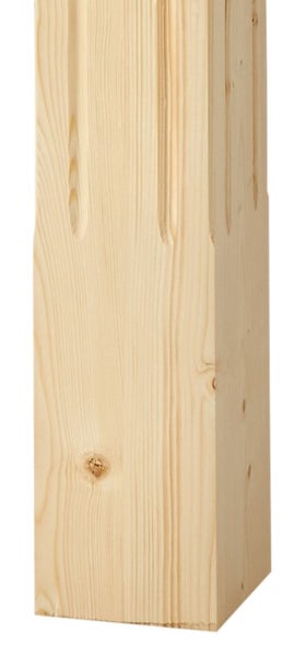 Kannelierter Holzpfosten aus unbehandeltem Nadelholz mit natürlicher Maserung für Geländer oder Zäune.
