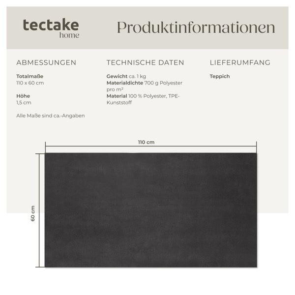 Kurzflorteppich tectake rutschfeste Unterseite verschiedene Größen und Farben 60 x 110 cm