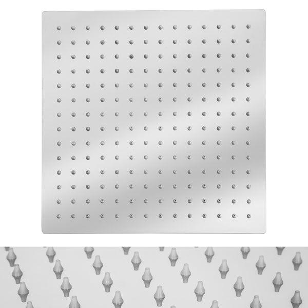 Regenduschkopf tectake  1/2 Zoll Gewinde aus poliertem Edelstahl mit Spiegeleffekt silber