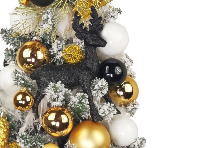LAALU Set Weihnachtskugeln 68 Stück in Box PREMIUM SCHWARZEN für Weihnachtsbäume bis 100 cm