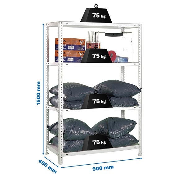 Schraubregal PANDA MID | HxBxT 150x90x40cm | Fachlast 75kg | Verzinkt