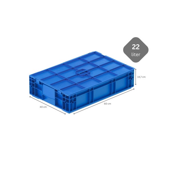 PROREGAL VDA KLT Kleinladungsträger Light Mit Glattem Boden und Auflagedeckel HxBxT 14,7 x 40 x 60 cm 22 Liter KLT Transportbox