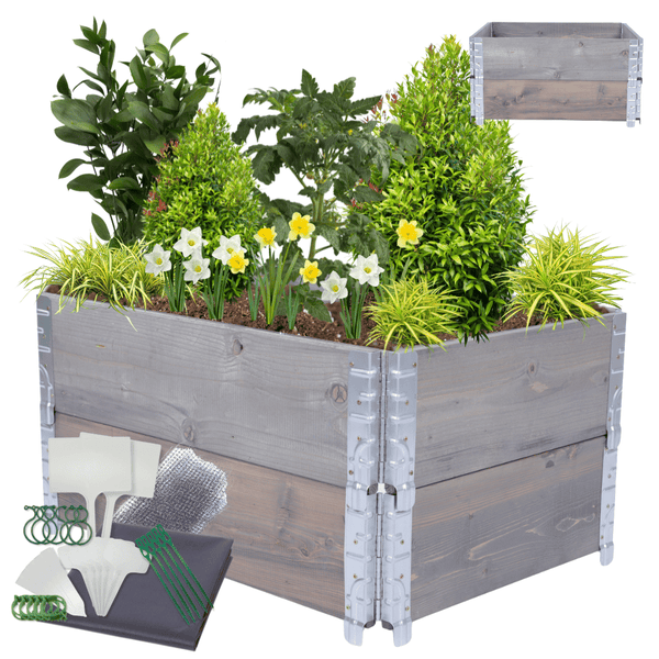Hochbeetkisten GrowBox HxBxT 40x60x80 cm 2 Ebenen Holz Grau