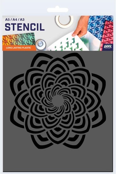 QBIX Mandala Schablone A5 Größe Kunststoff - Ausschnitt Durchmesser 12,5cm