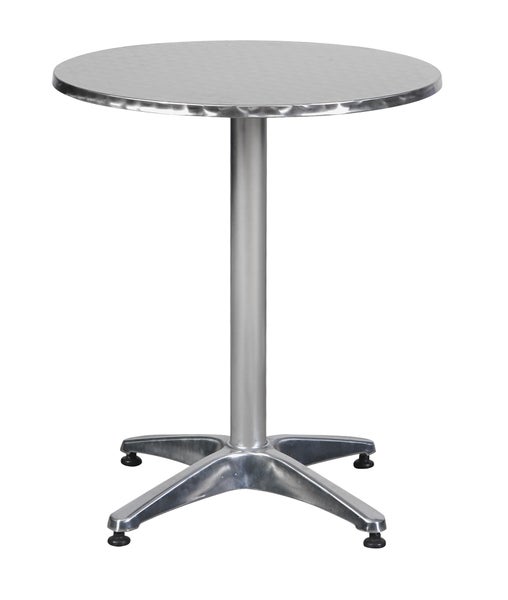 Akur Bistro und Balkonmöbel Cafetisch, Ø60 cm höhenverstellbar, Aluminium Look.