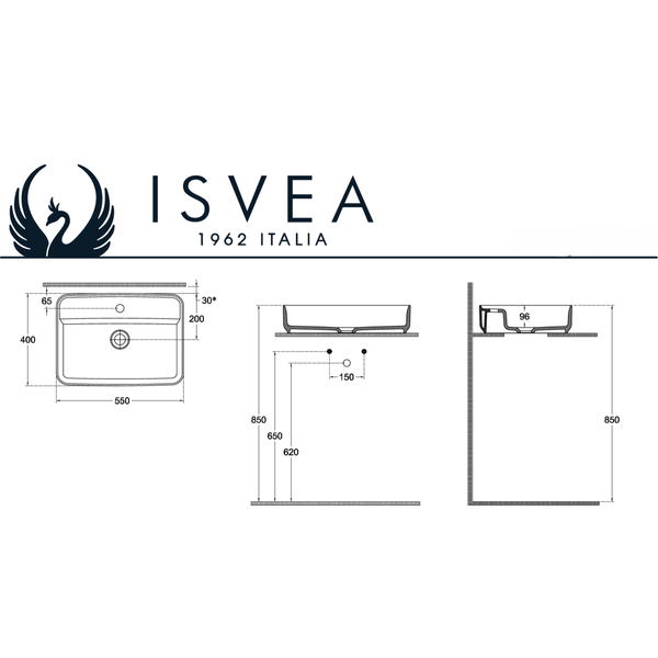Isvea Waschbecken Aufsatzwaschbecken Badezimmer Bordeauxrot