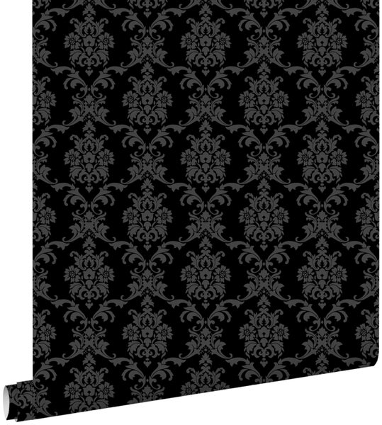 ESTAhome Tapete Barockmuster Schwarz - 53 cm x 10.05 m - 136825