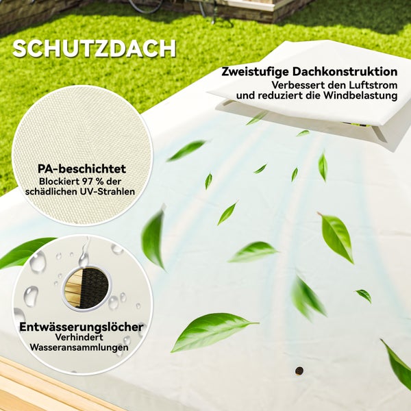Outsunny Pavillon mit Doppeldach, ca. 3x3 m Wasserabweisend Stabil Winterfest Gartenpavillon mit UV-Schutz Partyzelt aus Metall, für Garten, Terrasse, Cremeweiß