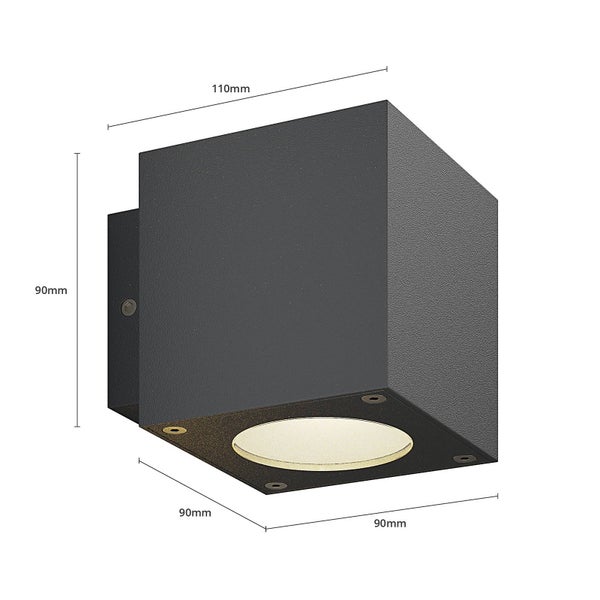 Lucande LED Wandleuchte außen Jarno (spritzwassergeschützt (Modern) in Schwarz aus Aluminium (2 flammig, ) - Außenwandleuchten Wandlampe Led Außenlampe Outdoor für Außenwand/Hauswand