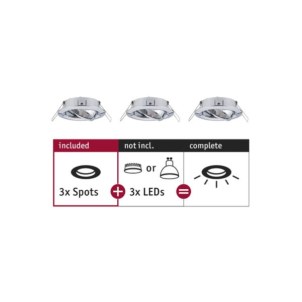 Einbauleuchte Choose Basisset schwenkbar rund 84mm 50° max. 3x10W 230V dimmbar Chrom