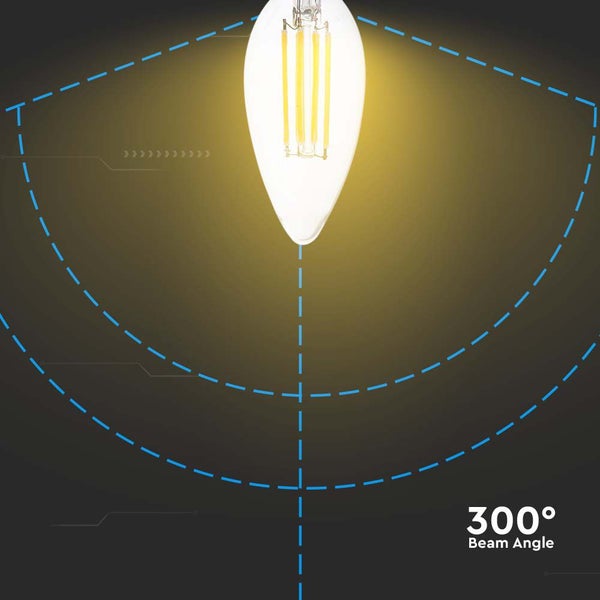 V-TAC VT-2327-N - LED-Lampen - Kerze E14 - IP20 - Klar - 6 Watt - 800 Lumen - 3000K - 2 Jahre