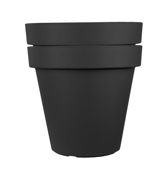 3x XL Blumentopf Ø 50 cm aus Kunststoff - Anthrazit - Pflanztopf Containertopf Übertopf Pflanzkübel rund - Drainage-Möglichkeit