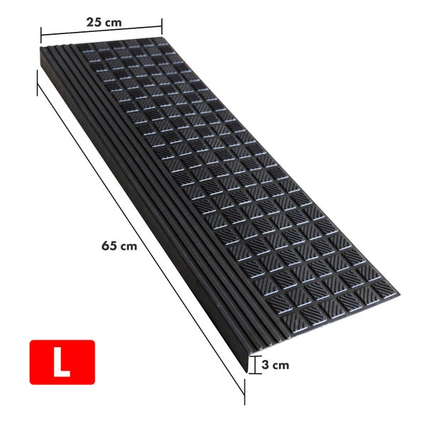 FLOORDIREKT Stufenmatte aus Gummi Diamond Wetterfest Rutschhemmend 25 x 65 cm 5er-Set