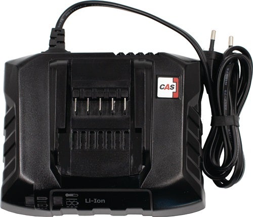 Cordless Alliance System Lithium-Ionen-Akku-Ladegerät mit Cordless Alliance System Logo, Netzkabel und Stecker.