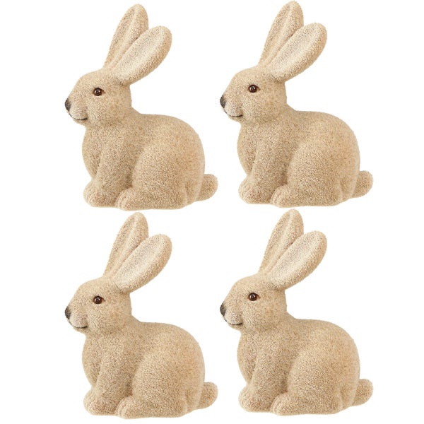 Vier dekorative Hasenfiguren für Ostern