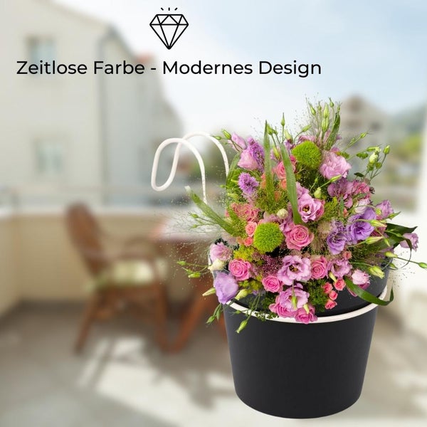 5 x Hängetopf Blumentopf Pflanztopf Set mit Haken Halterung Hängeblumentopf Wand