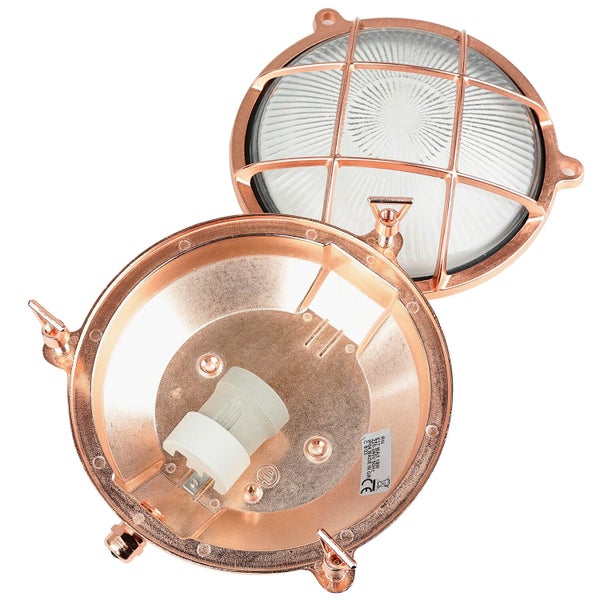 Runde Schiffslampe zur Wand- und Deckenmontage mit Schutzgitter