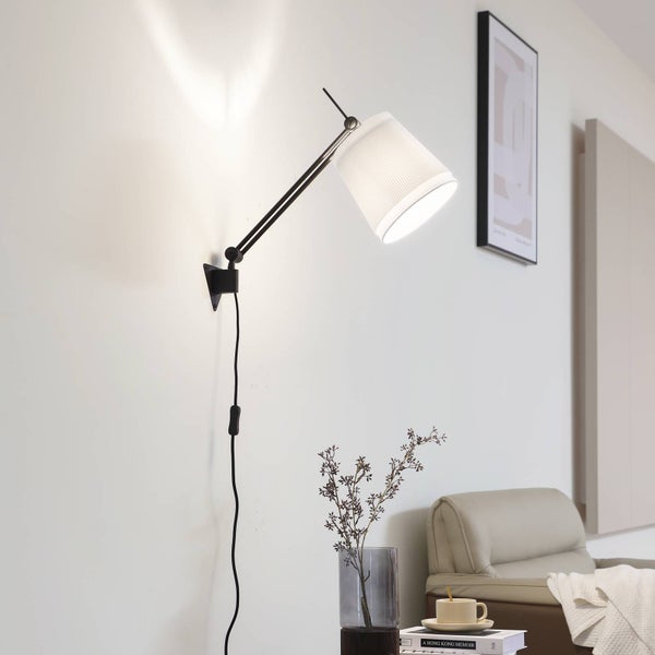 Lucande Wandleuchte, Wandlampe Innen Caelia (Modern) in Schwarz aus Metall (1 flammig E27) - Wandstrahler Wandbeleuchtung Schlafzimmer / Wohnzimmer Wohnzimmerleuchte