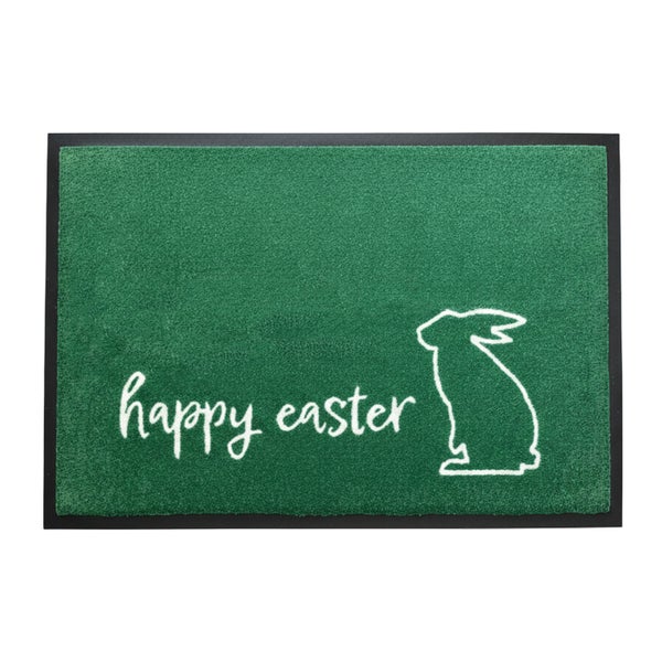 Fußmatte mit Ostermotiv Schriftzug Happy Easter und Hasensilhouette