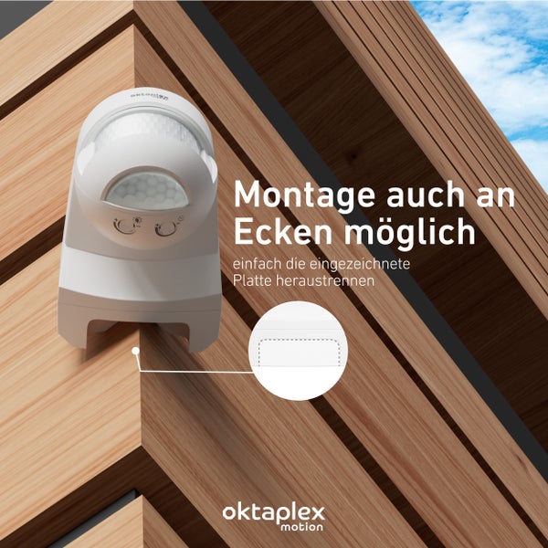 Oktaplex Lea 180° Bewegungsmelder Aussen mit Unterkriechschutz IP54 weiß