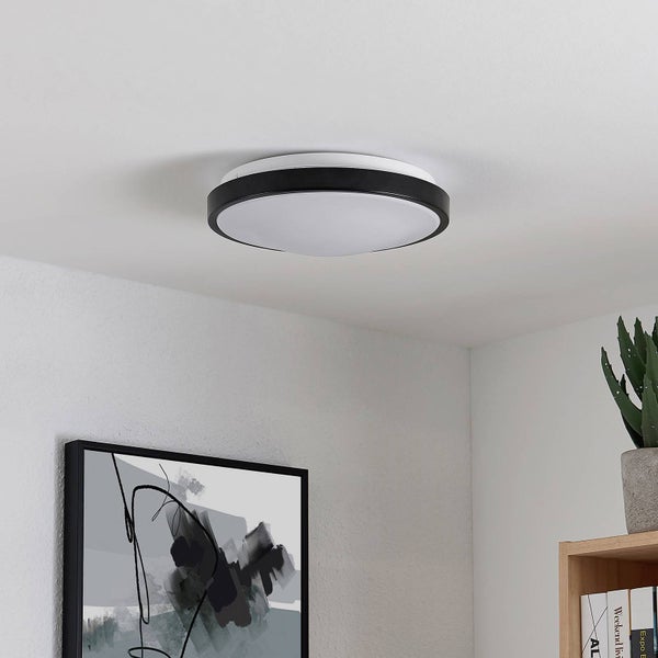 Lindby LED Deckenleuchte Villum (Modern) in Schwarz (1 flammig, ) - Lampe Deckenlampe Arbeitszimmerleuchte