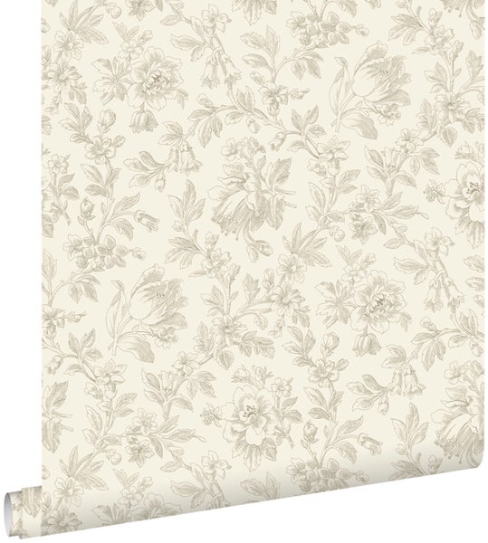 ESTAhome Tapete eleganten Blumen Braun - 53 cm x 10.05 m - 127626