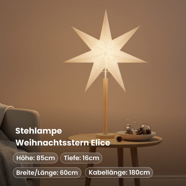 Stehlampe Weihnachtsstern Elice, Höhe 85 cm, Tiefe 16 cm, Breite/Länge 60 cm, Kabellänge 180 cm