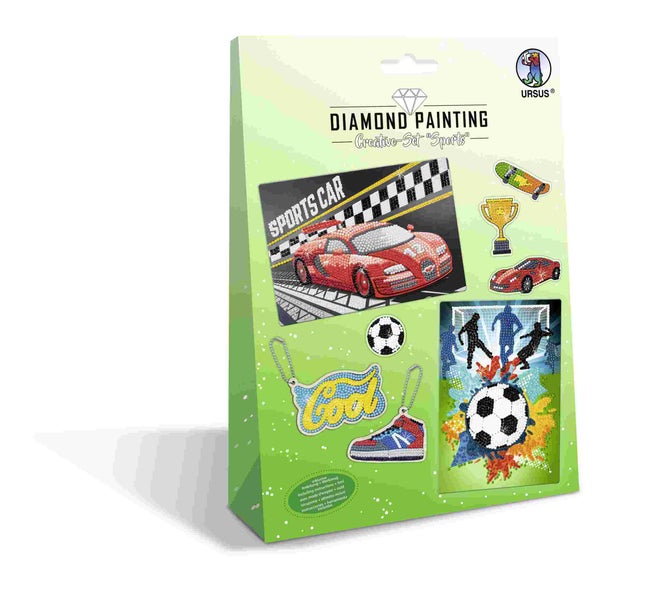 URSUS Kinder-Bastelsets Diamod Painting Creative Set Sports, 2er Karten