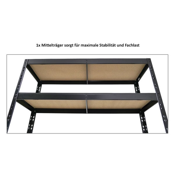 PROREGAL Mega Deal 4x Reifenregal Tiger HxBxT 180x120x40 cm bis zu 12 Reifen auf 2 Ebenen mit 2 Fachboden Schwarz Reifenständer