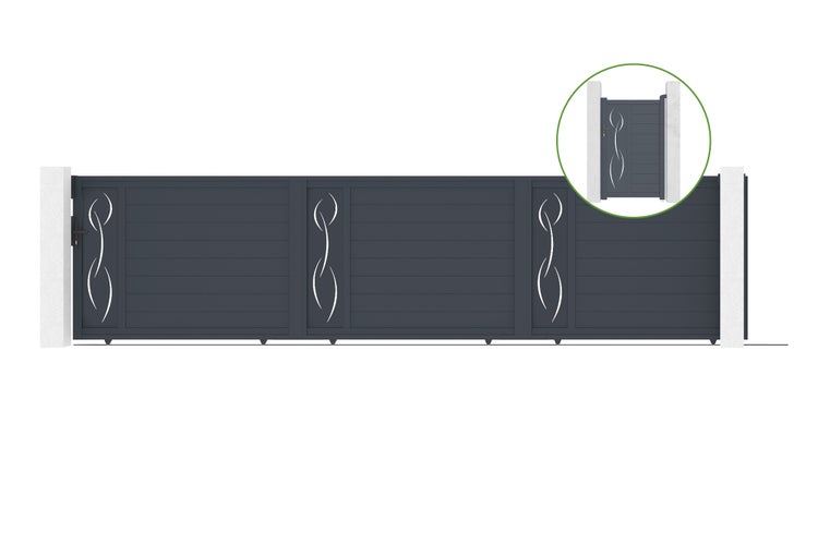 Schiebetor 6m LIFE H.140cm Aluminium + LIFE Tor H140 GRAU