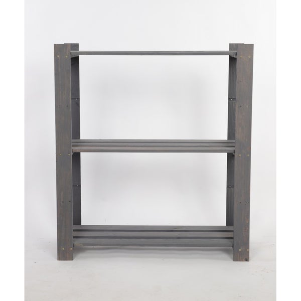 PROREGAL Holzregal Pinepeak HxBxT 90 x 80 x 28 cm 3 Fachboden 1,2 cm Dickes Kiefernholz Grau