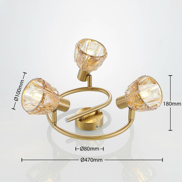Lindby Deckenlampe Kosta (Modern) in Gold / Messing aus Metall (3 flammig, E14) - Deckenleuchte Lampe Wohnzimmerleuchte