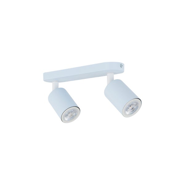 Zweiflammiger LED Deckenstrahler zur Deckenmontage mit verstellbaren Leuchtenköpfen für eine individuelle Ausrichtung des Lichts.