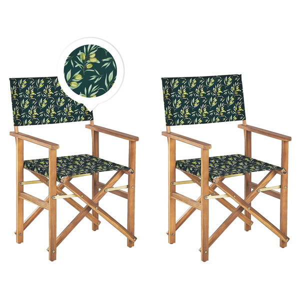 Gartenstuhl 2er Set CINE Akazienholz Dunkelgrün