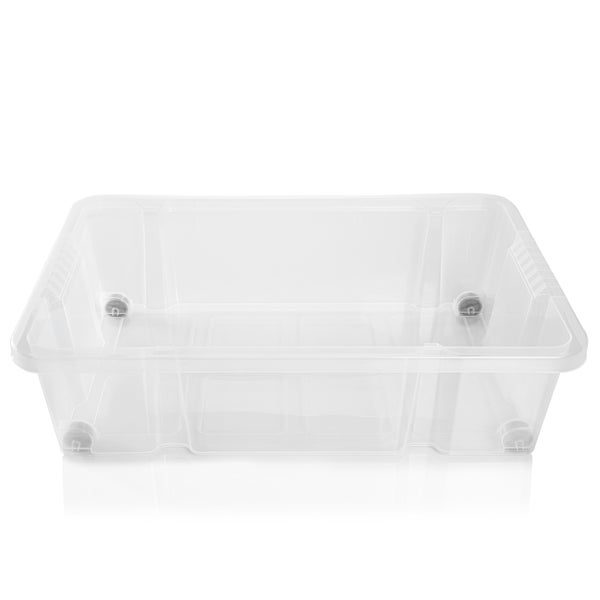 BigDean 4x Unterbettkommode Aufbewahrungsbox mit Deckel 25L azurblau 60x40x17,5cm - mit Rollen + Clipverschluss nestbar - Eurobox Aufbewahrungsbox Storage Box Bettkasten - Made in Germany