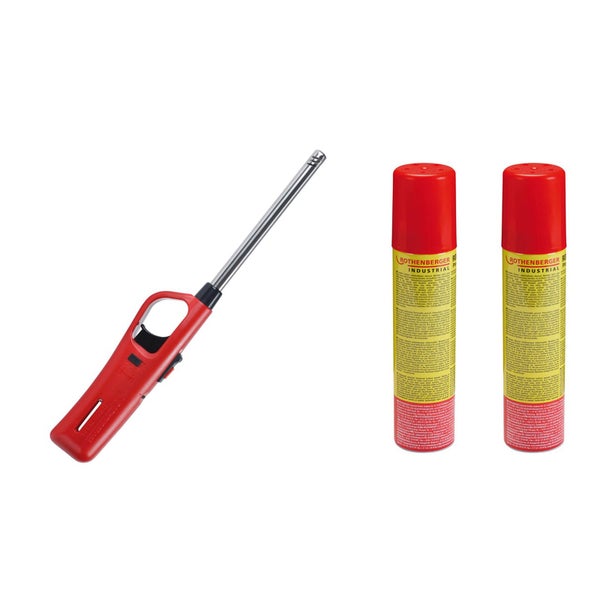 Anzünder und zwei Gaskartuschen