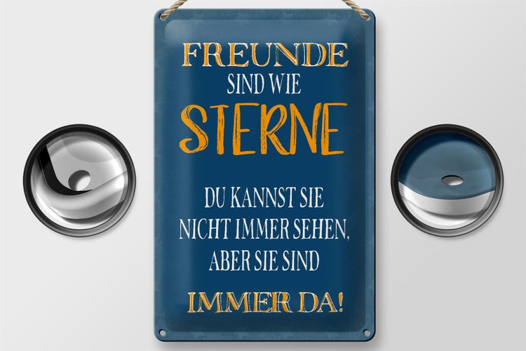 Blechschild Spruch 20x30cm Freunde sind wie Sterne immer da