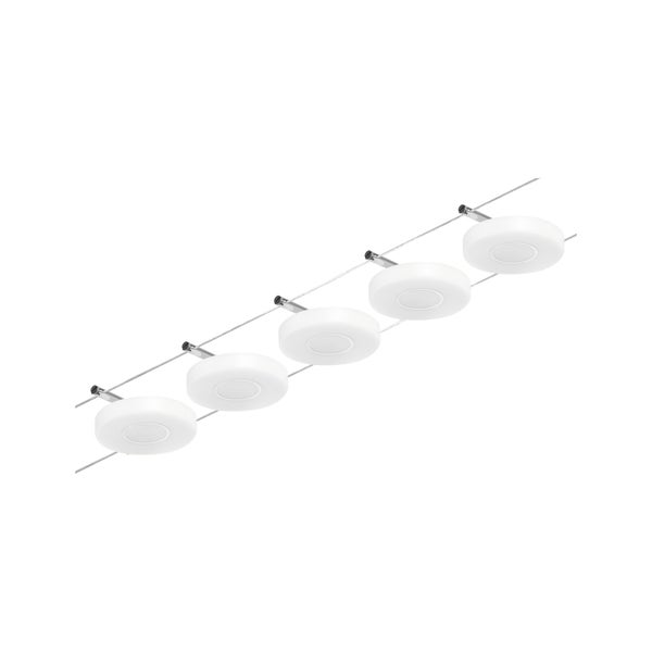 CorDuo LED Seilsystem DiscLED Basisset 5x200lm 5x4,5W 3000K 230/12V Chrom matt, Chrom
