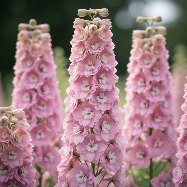 Rosa Rittersporn Delphinium mit dichten Blütenständen für den Garten.