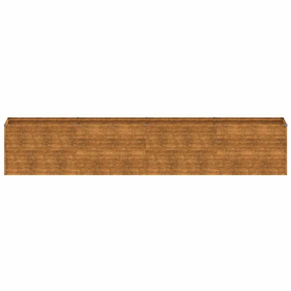 Langes rechteckiges Hochbeet aus Holz für den Garten.