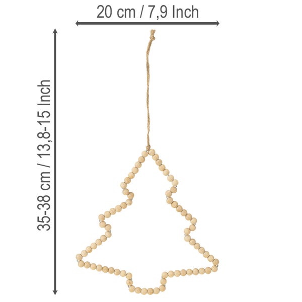 Weihnachtsbaum Anhänger aus Holzperlen mit einer Größe von 35 bis 38 Zentimetern
