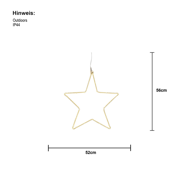 Dekorativer LED Stern für den Außenbereich, 52 x 56 cm, Schutzart IP44