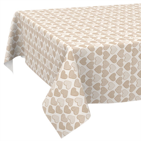 Wachstuch-Tischdecke mit Herzmuster aus abwischbarem Material.