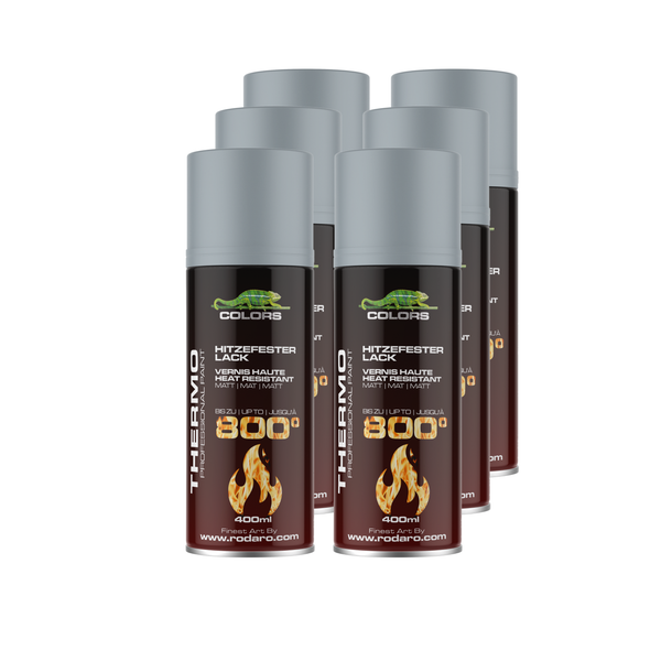 Set mit vier Dosen hitzefestem Lack Spray matt bis 800 Grad Celsius Inhalt 400 Milliliter